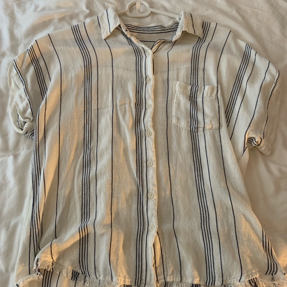 Thread and supply striped button down shirt